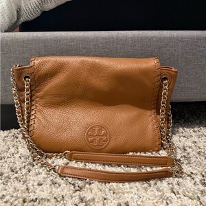 Tory Burch Brown Leather Chain Shoulder Bag